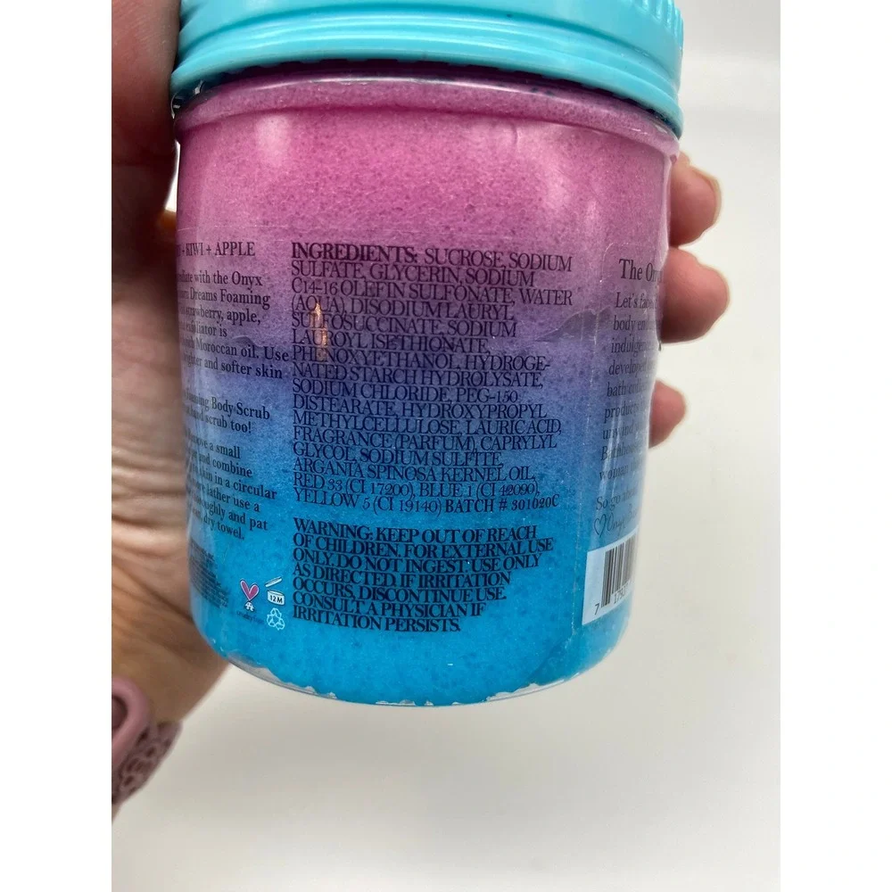 Onyx Bathhouse Foaming Body Scrub Women 12oz Pink Blue Unicorn Dreams Scrub